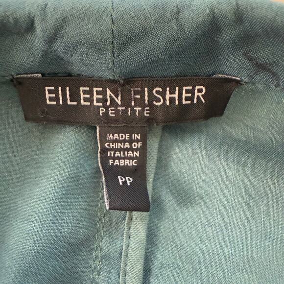 Eileen Fisher Linen Open Front Blazer Lightweight Jacket in Slate Blue, XS P - Picture 3 of 11